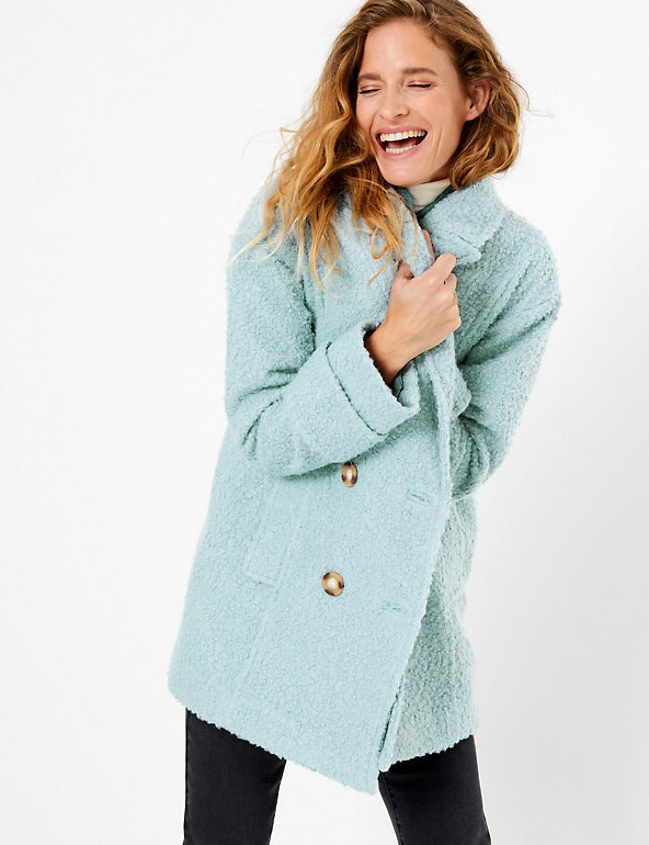 Boucle Double Breasted Peacoat | Per Una | M&S