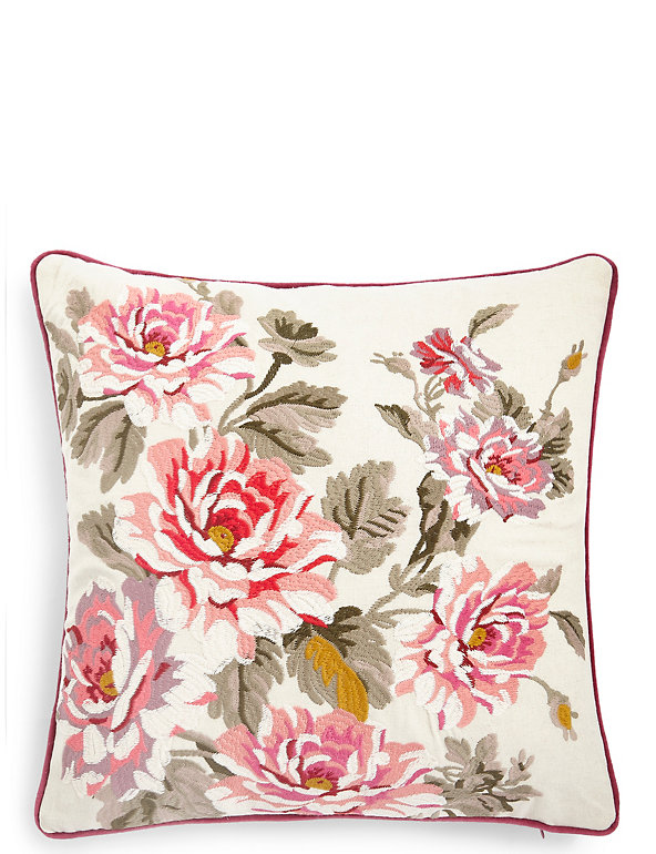 Boutique Floral Embroidered Cushion Image 1 of 2