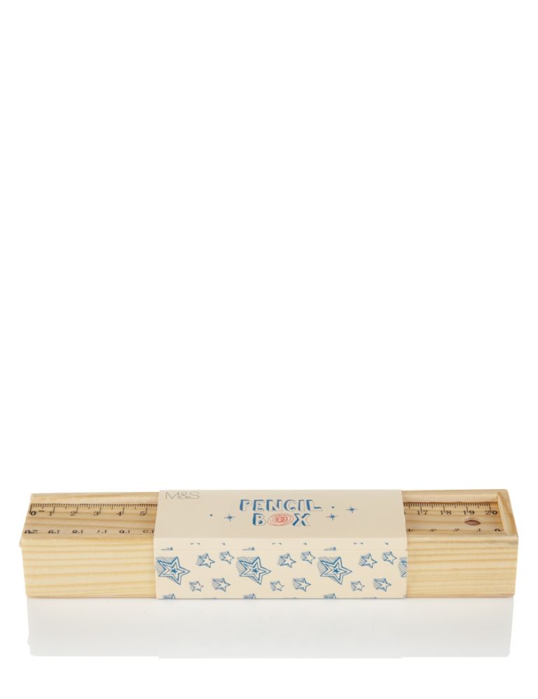 Boutique Wooden Pencil Box with Pencils 1 of 2