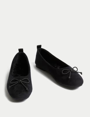 Bow Faux Fur Lined Ballerina Slippers | M&S Collection | M&S