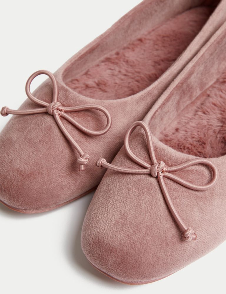 Bow Faux Fur Lined Ballerina Slippers 3 of 3