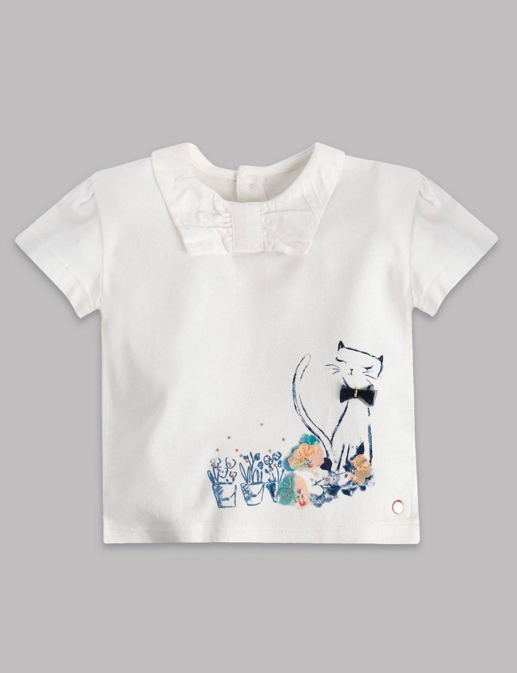 Bow Graphic Print T-Shirt with Modal 3 of 5