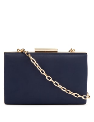 Navy box sales clutch bag