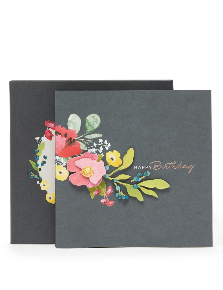 Boxed 3D Floral Design Birthday Card 1 of 5