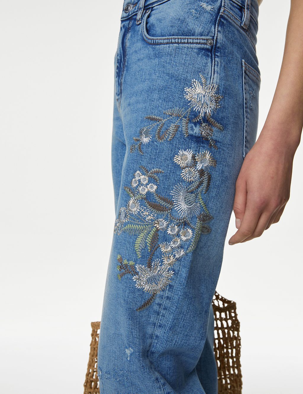 Boyfriend Embroidered Ankle Grazer Jeans 2 of 6