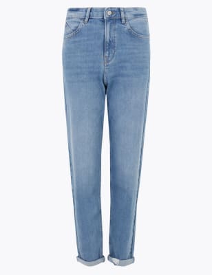 M&S Boyfriend Jeans Ankle Grazer Side High Denim Trousers Pants 6 £39