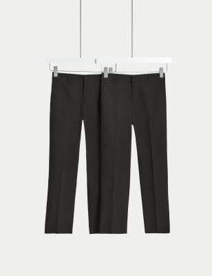 Boys' 2pk Slim Leg School Trousers (2-18 Yrs) Image 2 of 6