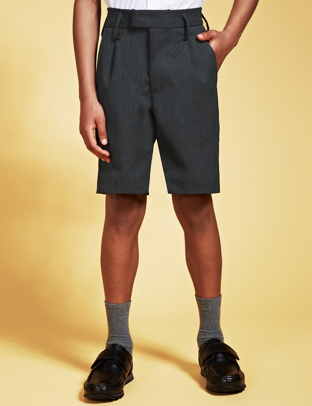 Boys' Adjustable Waistband Crease Resistant Shorts with Wool 3 of 3