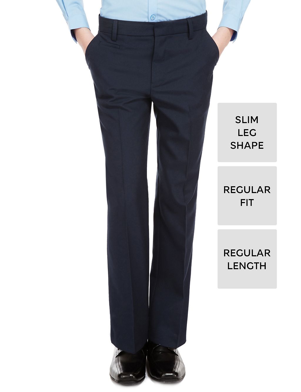 Boys' Crease-Resistant Slim Leg Adjustable Waist Trousers with Supercrease™ & Stormwear™ 3 of 5