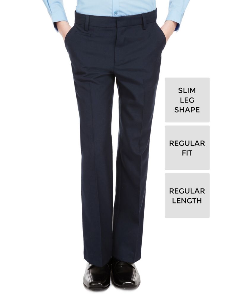 Boys' Crease-Resistant Slim Leg Adjustable Waist Trousers with Supercrease™ & Stormwear™ 1 of 5