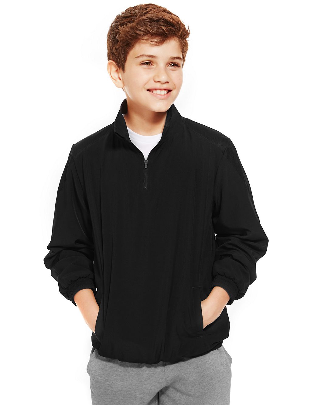 Boys' Funnel Neck Zip Through Lined Track Top with Active Sport™ 3 of 9