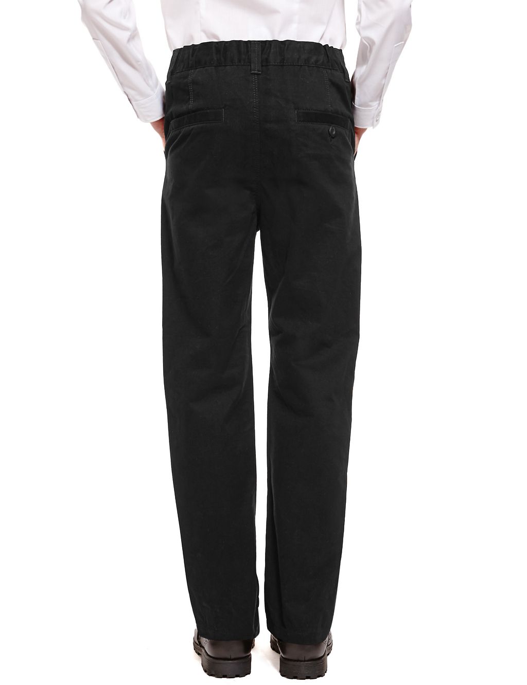 Boys' Pure Cotton Adjustable Waist Flat Front Skinny Chinos 2 of 6