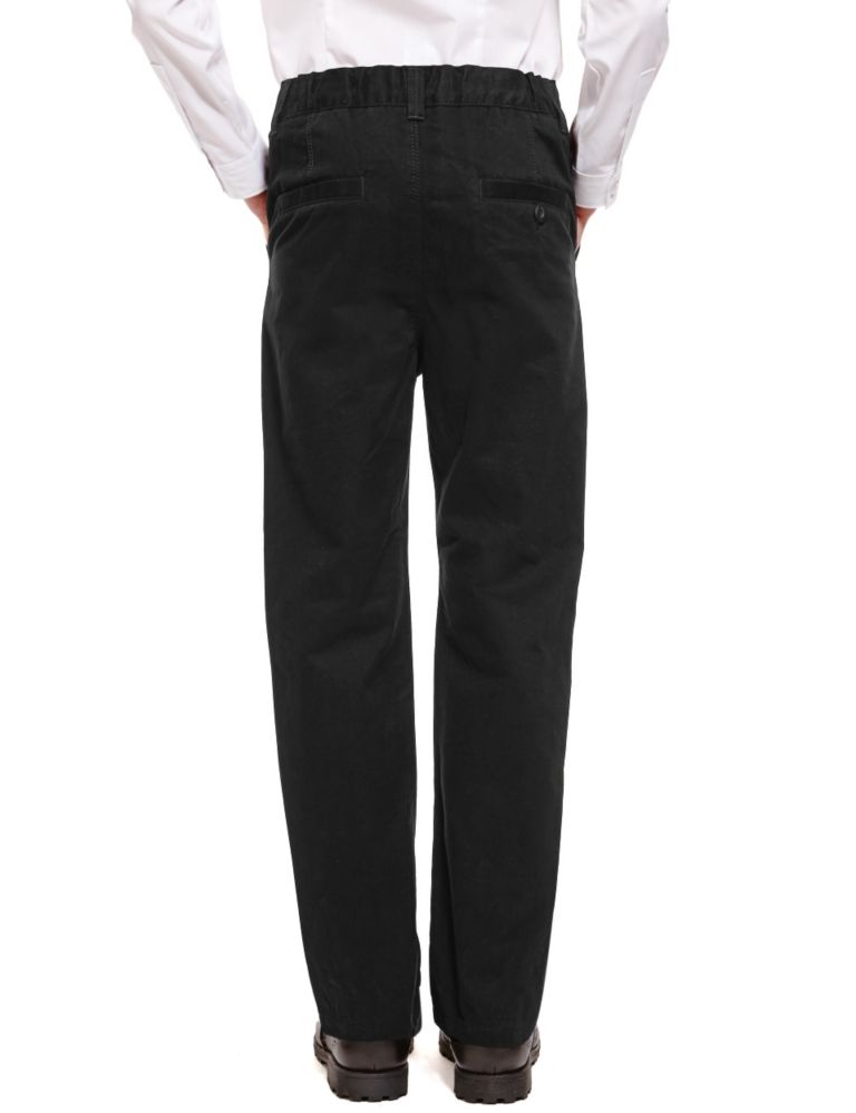 Boys' Pure Cotton Adjustable Waist Flat Front Skinny Chinos 3 of 6