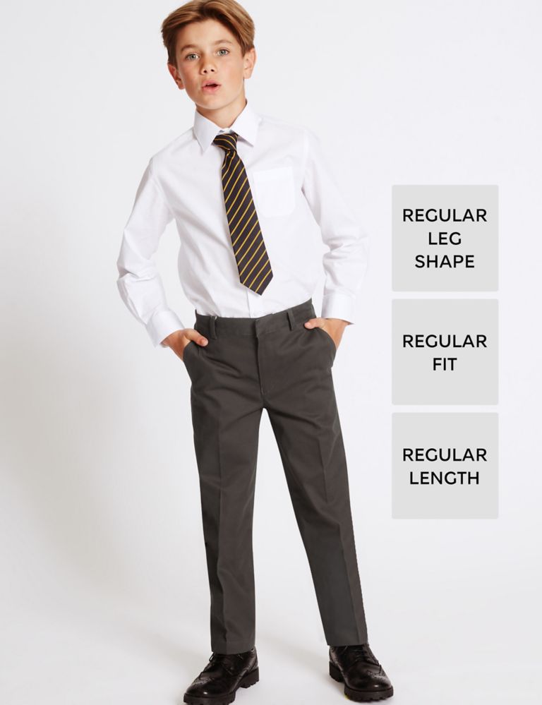 Boys' Pure Cotton Straight Leg Trousers 1 of 8