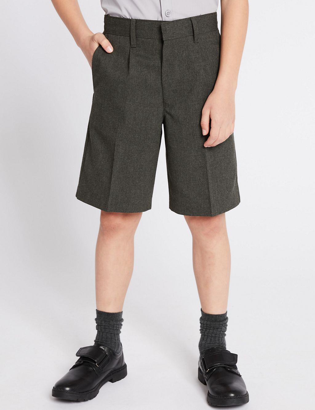 Boys' Regular Leg Pleat Front School Shorts (2-14 Yrs) 2 of 6