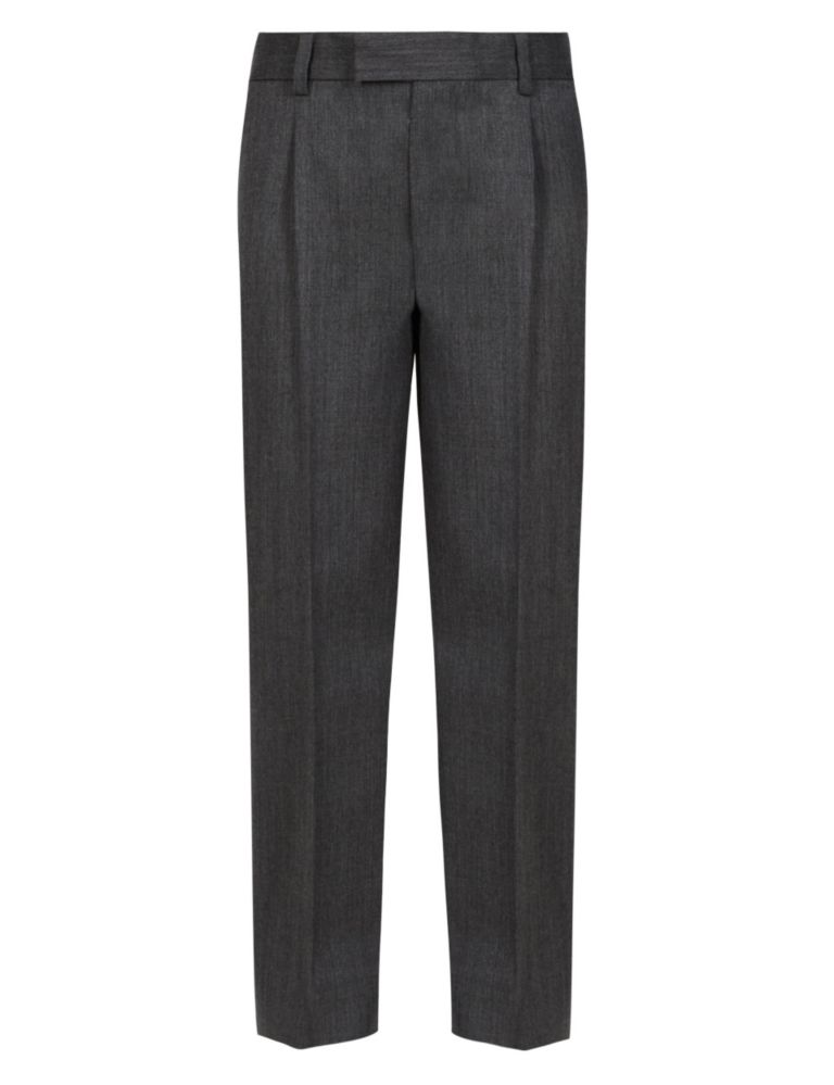 Boys' Wool Rich Adjustable Waist Supercrease™ Pleat Front Straight Leg Trousers with Stormwear+™ 3 of 4