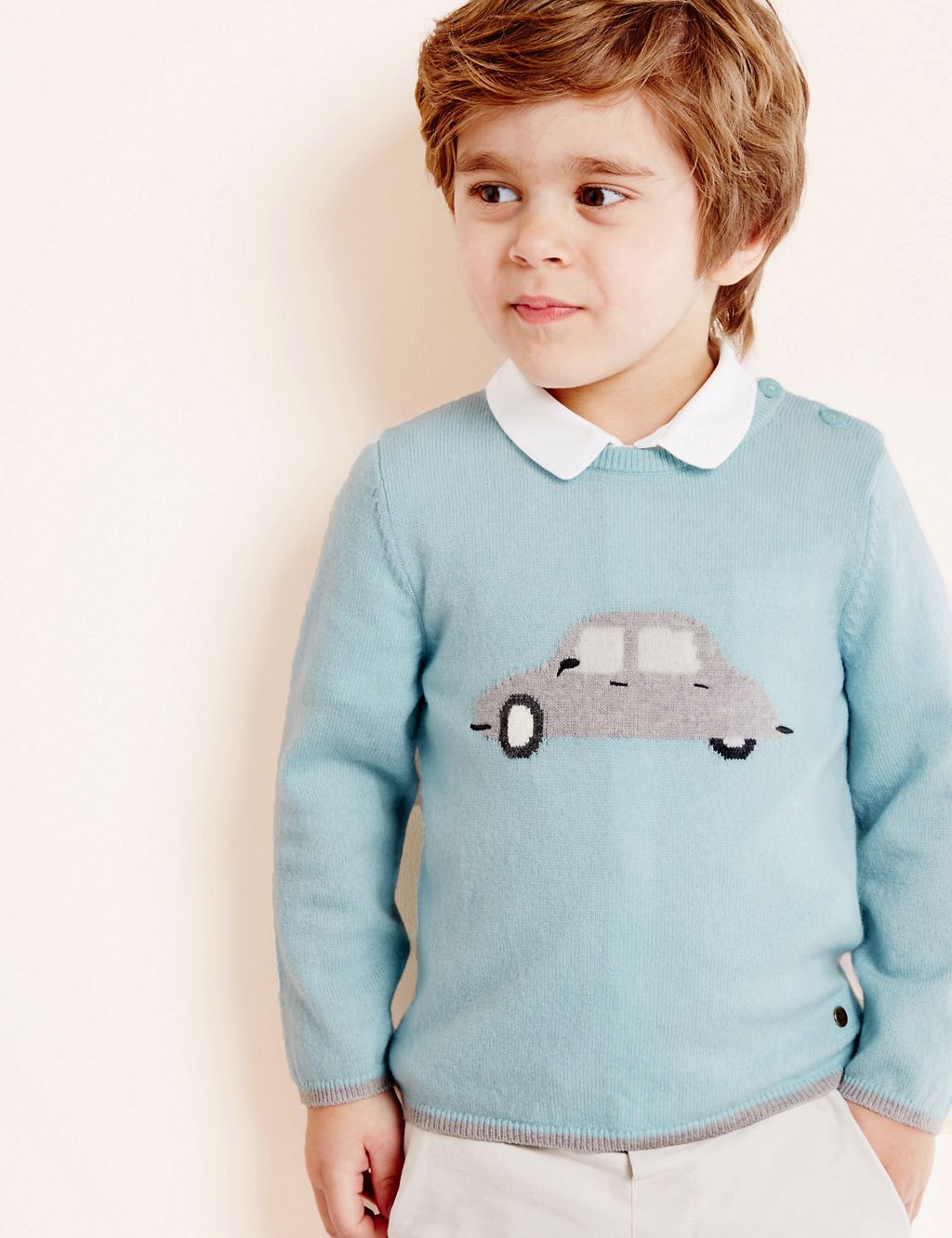Boys Car Jumper with Cashmere (3 Months - 5 Years) 3 of 5