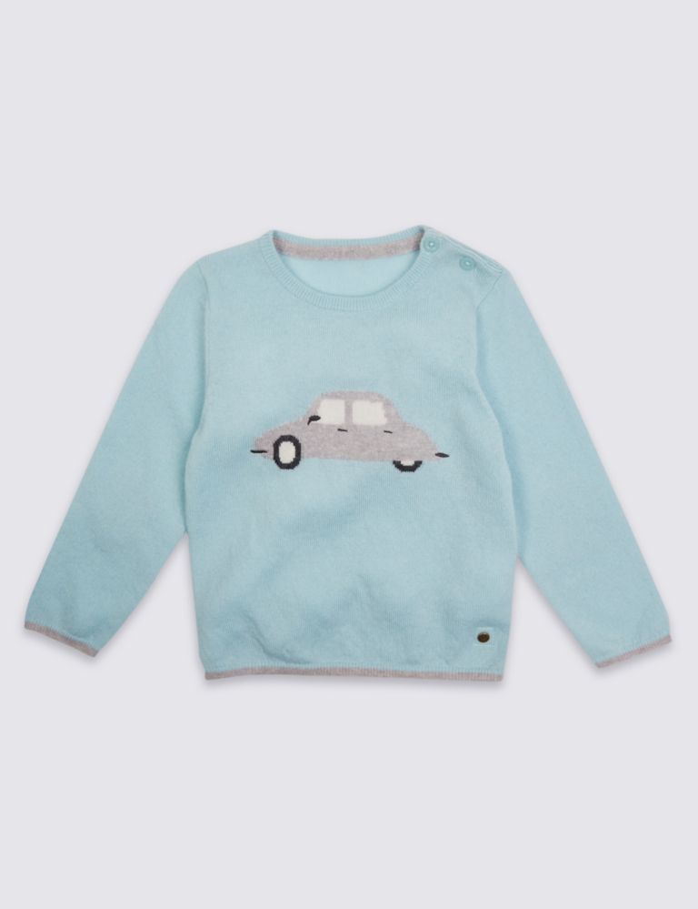 Boys Car Jumper with Cashmere (3 Months - 5 Years) 2 of 5