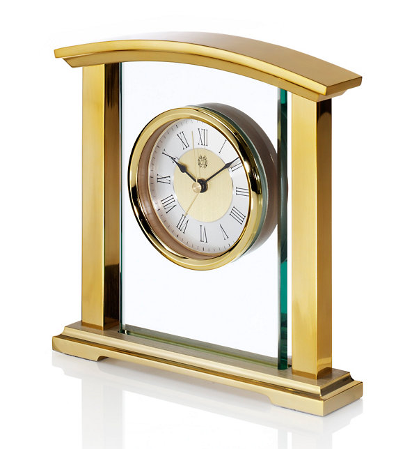 Brass & Glass Mantel Clock Image 1 of 2