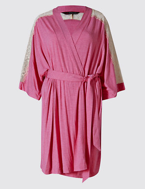 Breast Cancer Now Lace Trim Belted Wrap Image 2 of 4