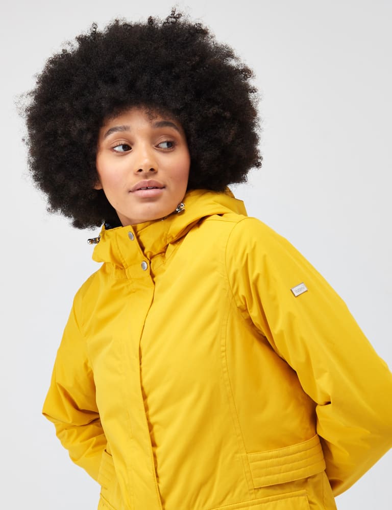 Yellow hooded rain jacket 2025