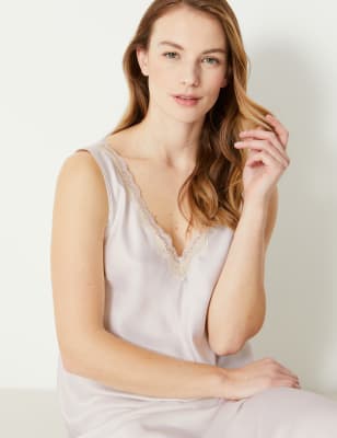 Silk Slip with Lace Insert Detail