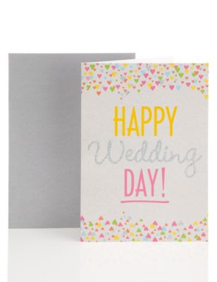 Bright Hearts Wedding Day Greetings Card Image 1 of 1