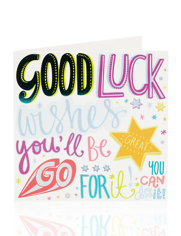 Bright Letters Good Luck Greetings Card Image 1 of 1