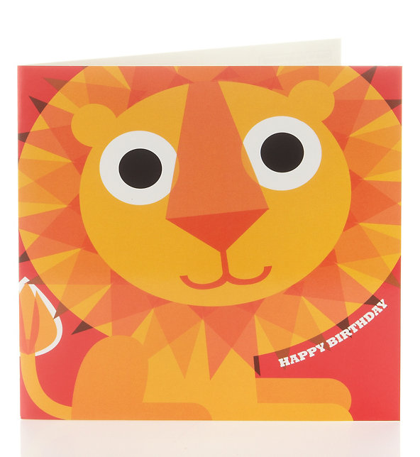 Bright Lion Birthday Card for Kids Image 1 of 2
