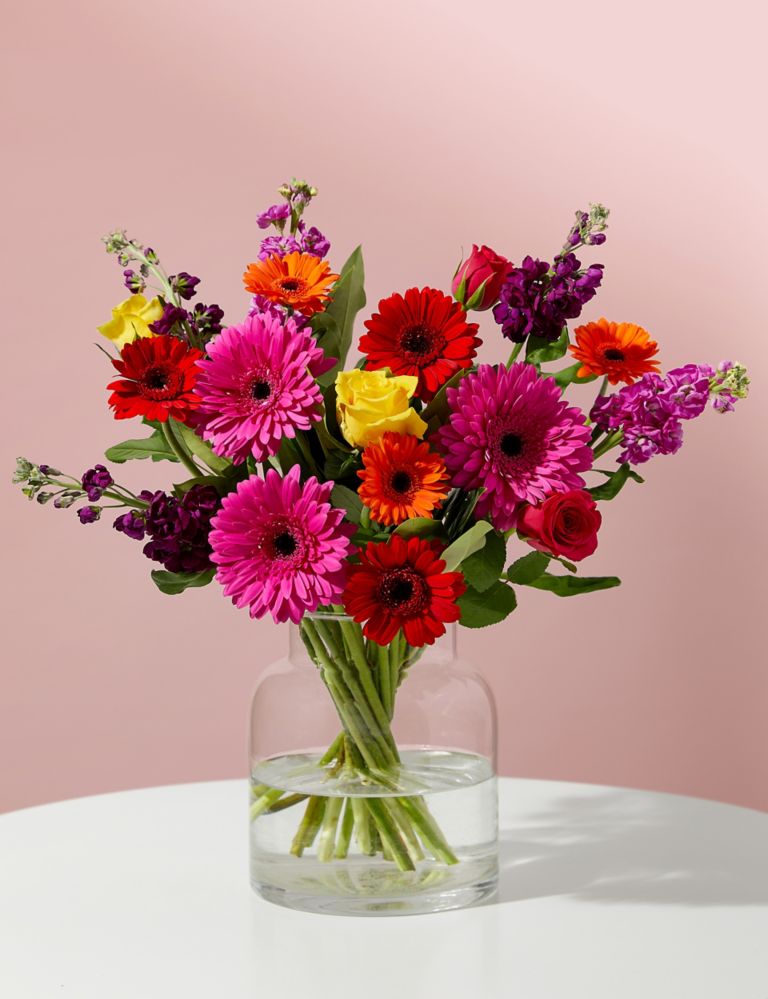 Bright Rose, Germini & Stocks Bouquet