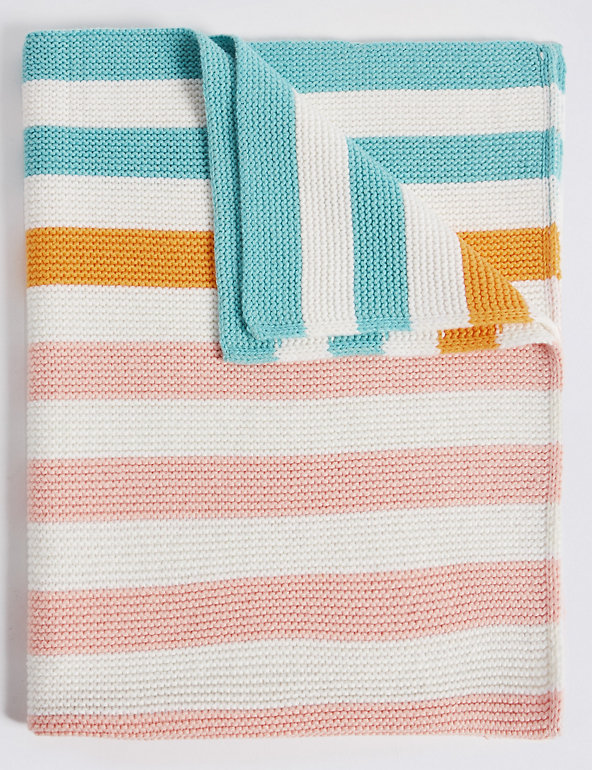 Bright Stripe Knitted Blanket Image 1 of 2