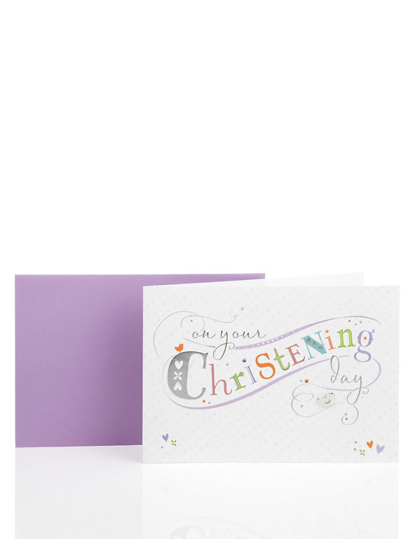 Bright Text Christening Day Card Image 1 of 2