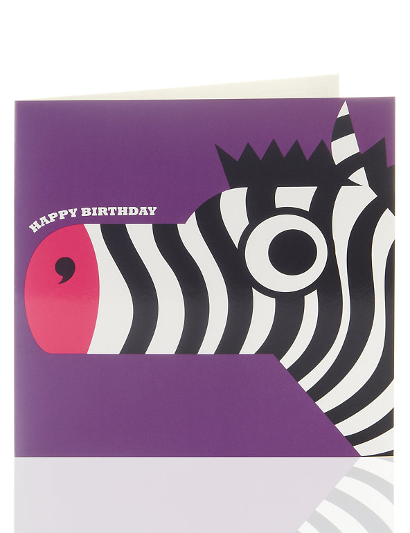 Bright Zebra Birthday Card for Kids Image 1 of 2