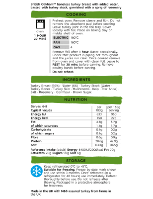 Mcp British Oakham Turkey Breast Joint Serves 6 8 Collect Between 9 11 April M S Www Marksandspencer Com