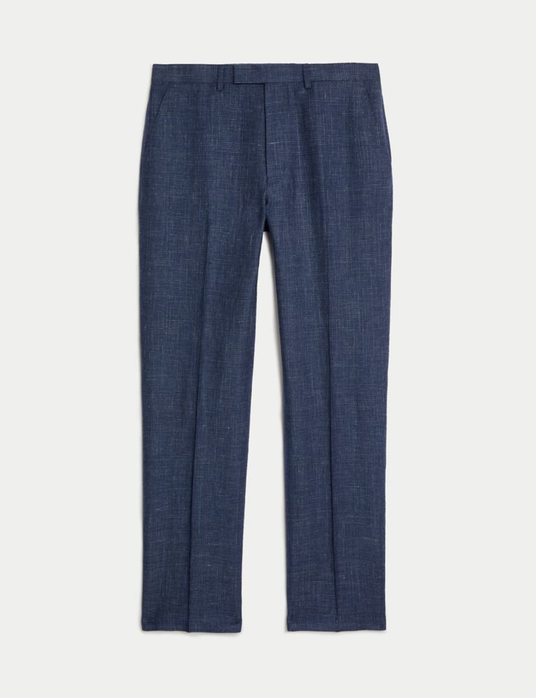 British Wool Linen Blend Check Suit Trousers 2 of 5