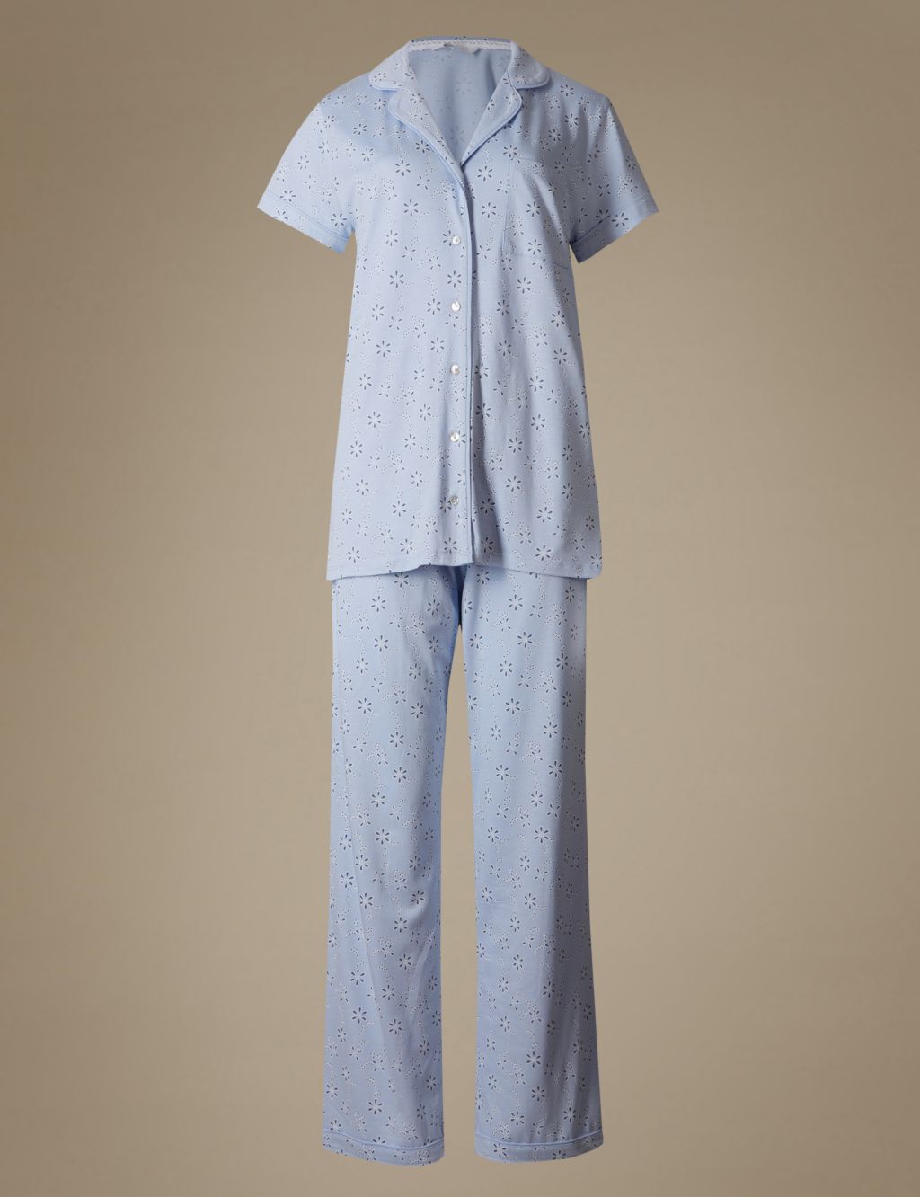 Broderie Print Short Sleeve Pyjama Set 1 of 6