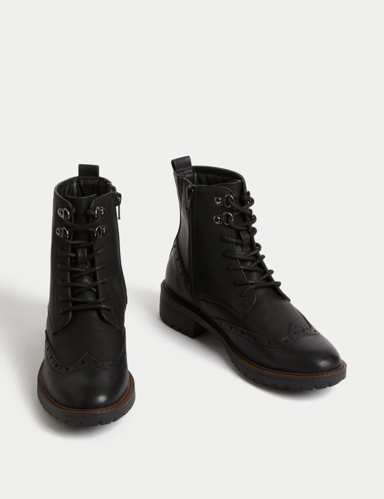 M&s black lace up boots top