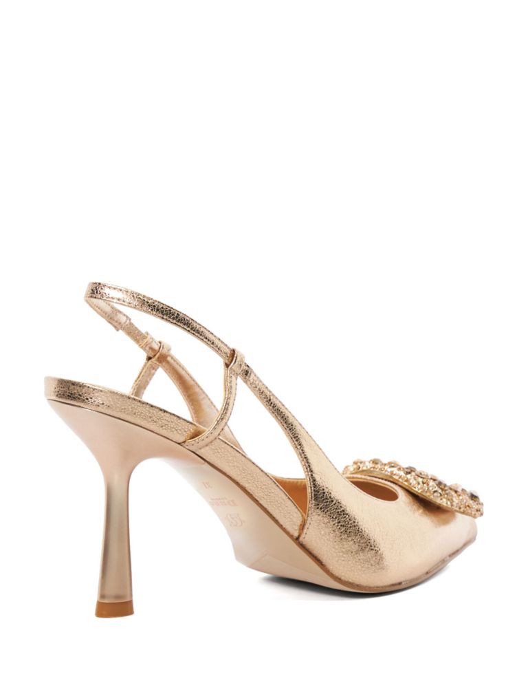 Brooch Front Stiletto Heel Slingback Shoes 3 of 5