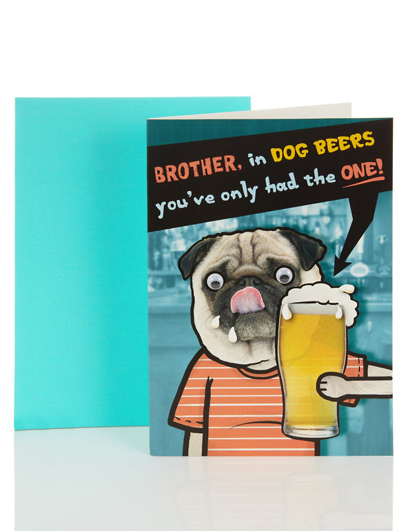 Brother Pug Birthday Card Image 1 of 2