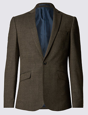 Brown Textured Modern Slim Fit Jacket Image 2 of 8