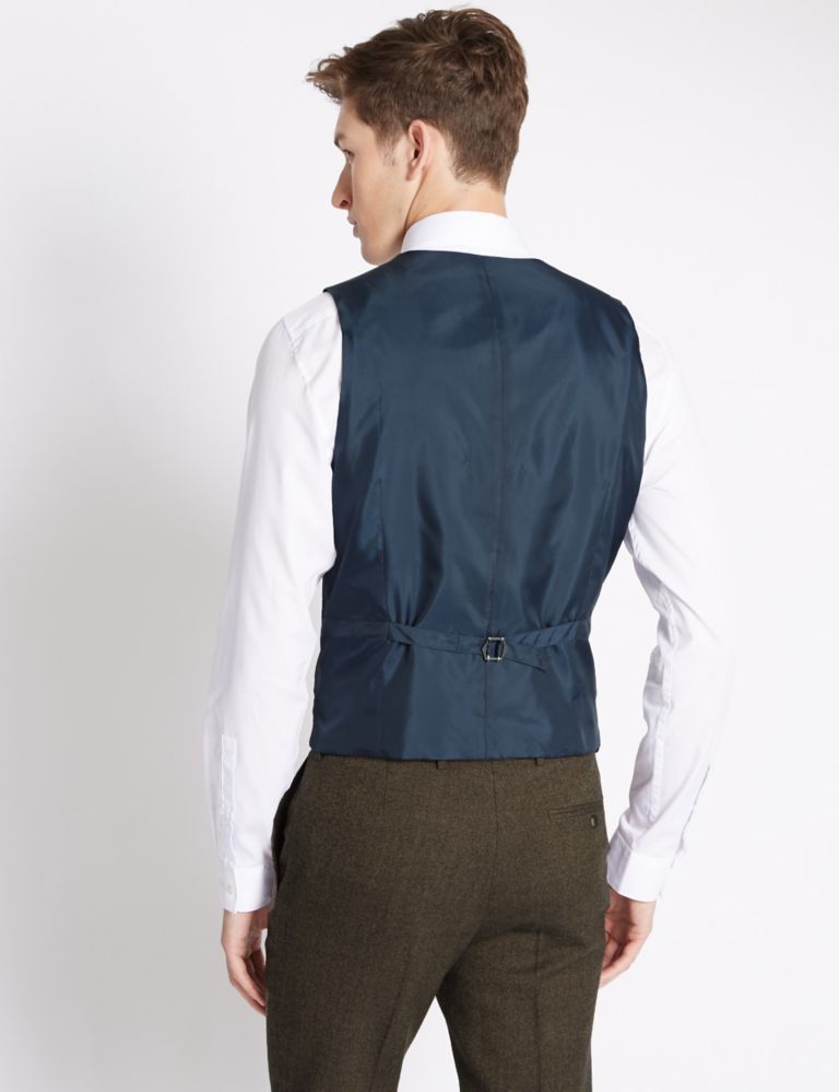 Brown Textured Modern Slim Fit Waistcoat 3 of 4