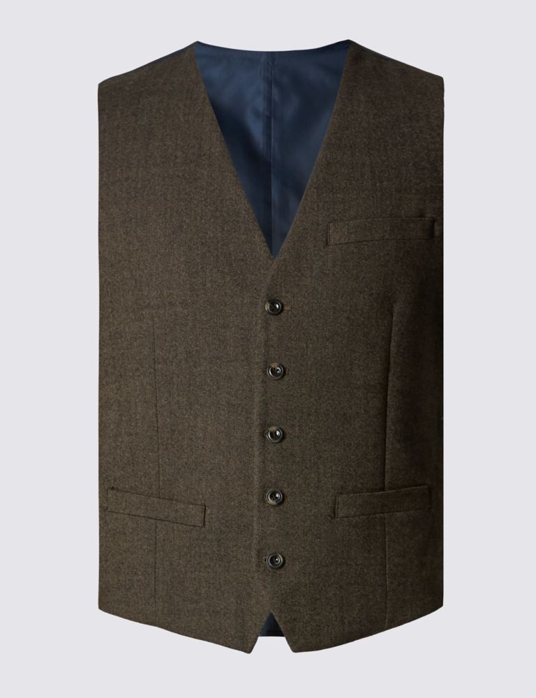 Brown Textured Modern Slim Fit Waistcoat 2 of 4