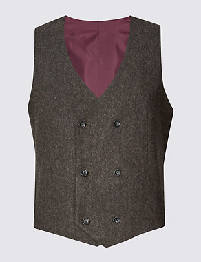 Brown Textured Modern Tailored Waistcoat Image 2 of 4
