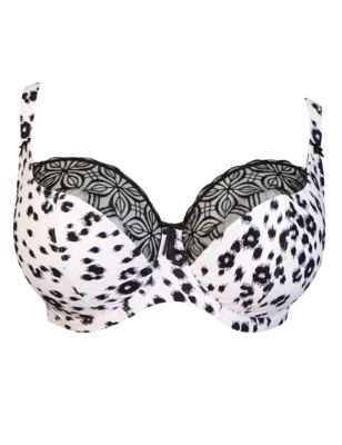 Brushed Animal Print Geometric Embroidered  Non-Padded DD-G Balcony Bra Image 2 of 4