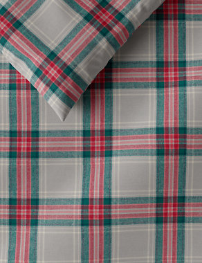 Brushed Cotton Checked Bedding Set Image 2 of 6