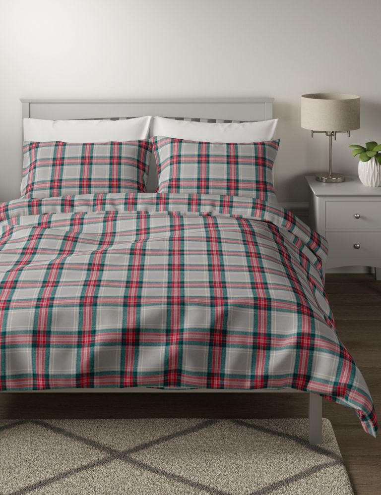 Brushed Cotton Checked Bedding Set 1 of 6
