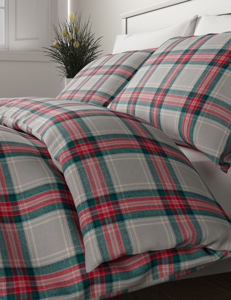 Brushed Cotton Checked Bedding Set 3 of 6