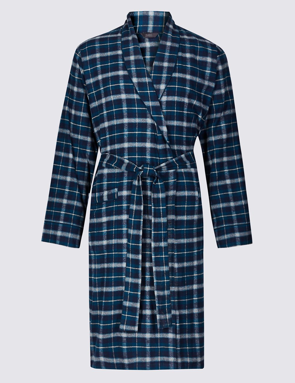 Brushed Cotton Checked Dressing Gown 1 of 4
