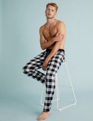 Brushed Cotton Checked Pyjama Bottoms Image 1 of 2