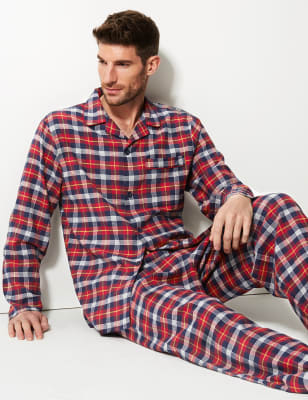 Brushed Cotton Checked Pyjama Set, M&S Collection